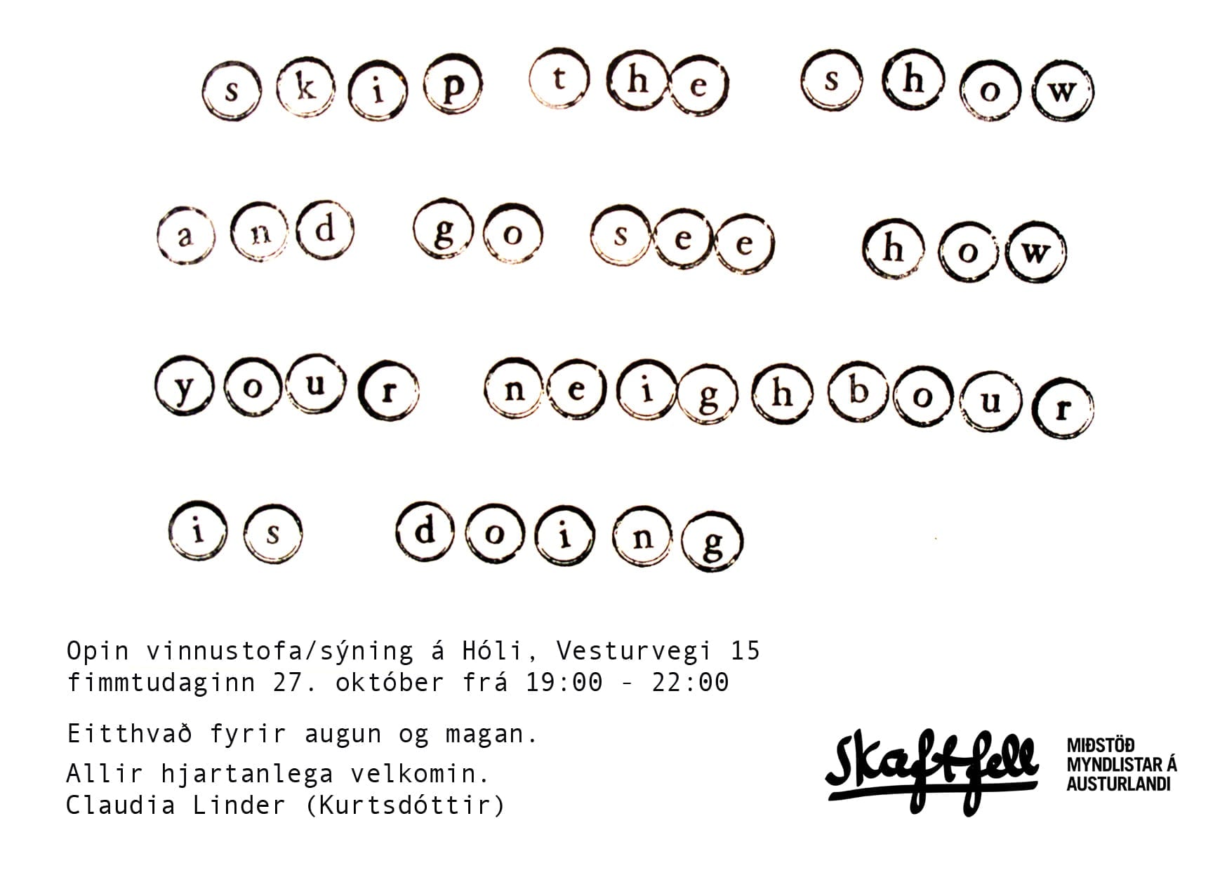 Opin vinnustofa á Hóli 27. október